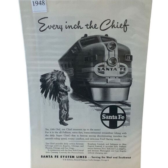 Vintage 1948 Santa Fe System Lines Rail Every Inch the Chief Ad Advertisement - Picture 3 of 4